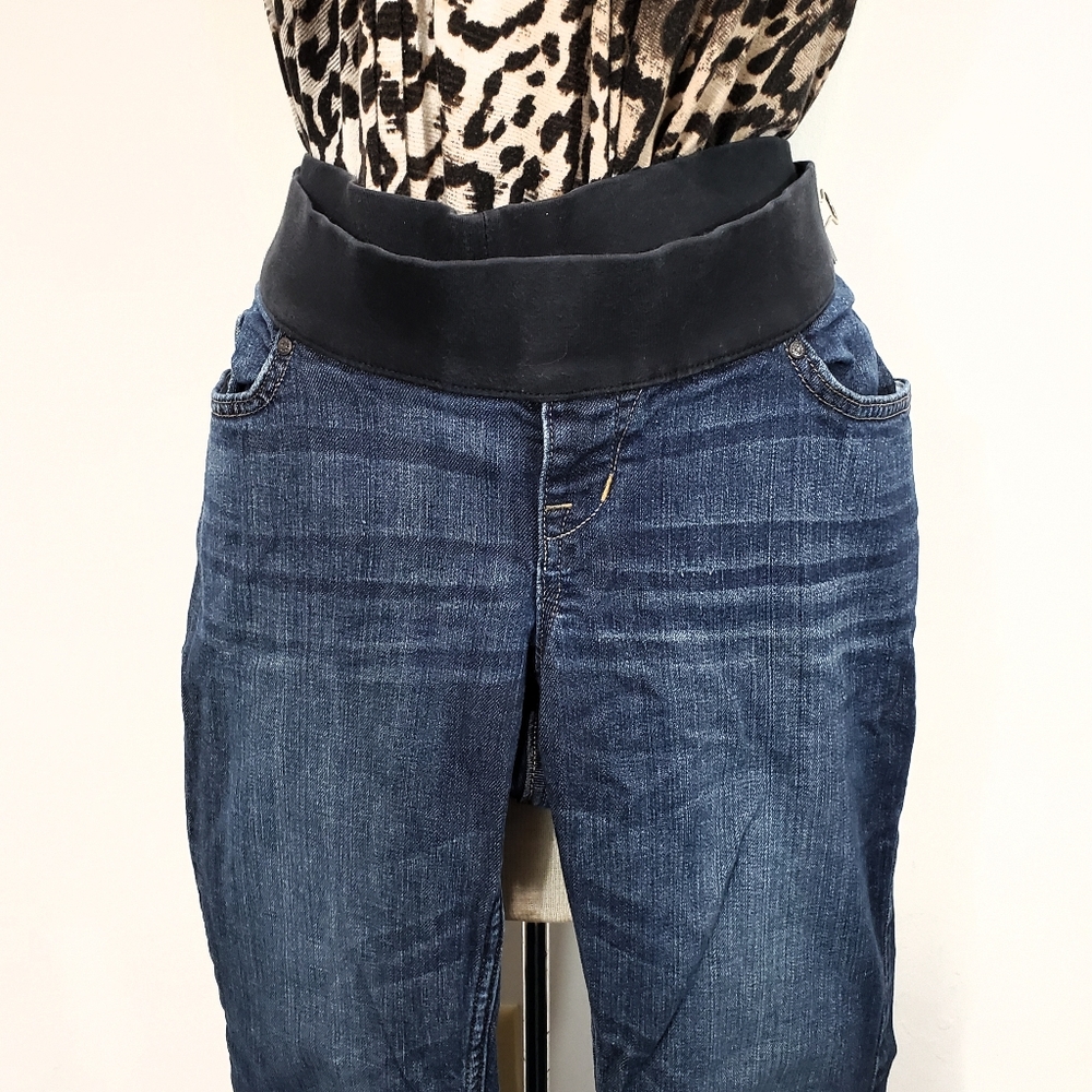 Old Navy Maternity Low Rise Boot Cut Low Rise Knit Panel Dark Wash Jeans Size 8